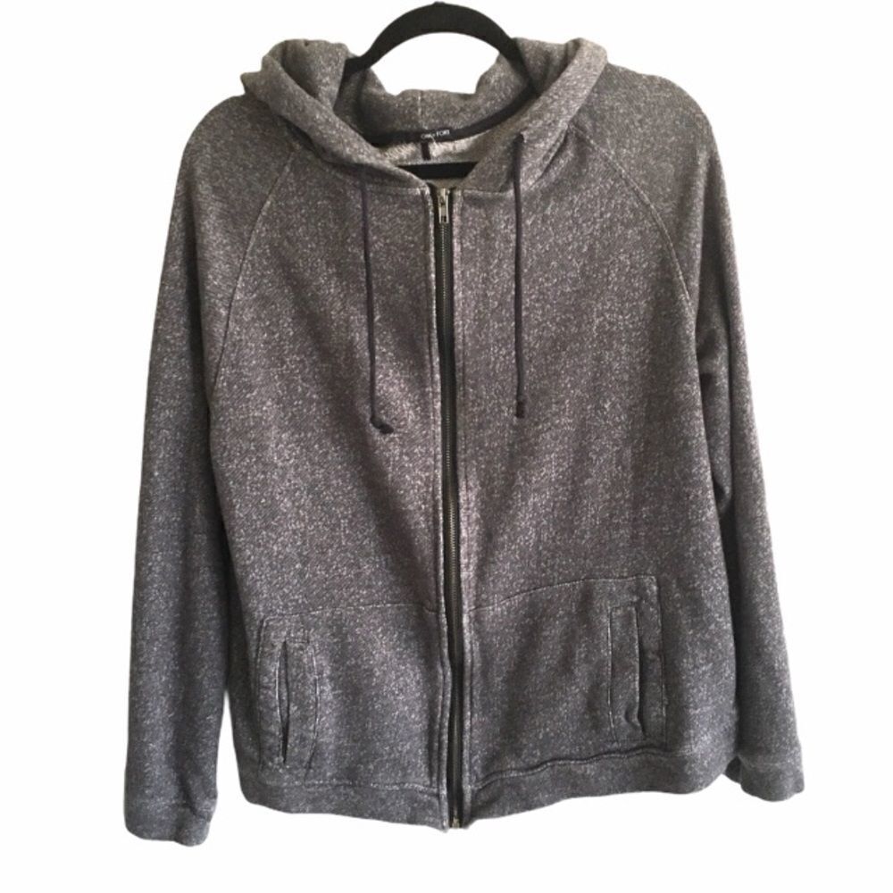 OAK + FORT Grey Full Zip Hooded Sweatshirt Jacket Large